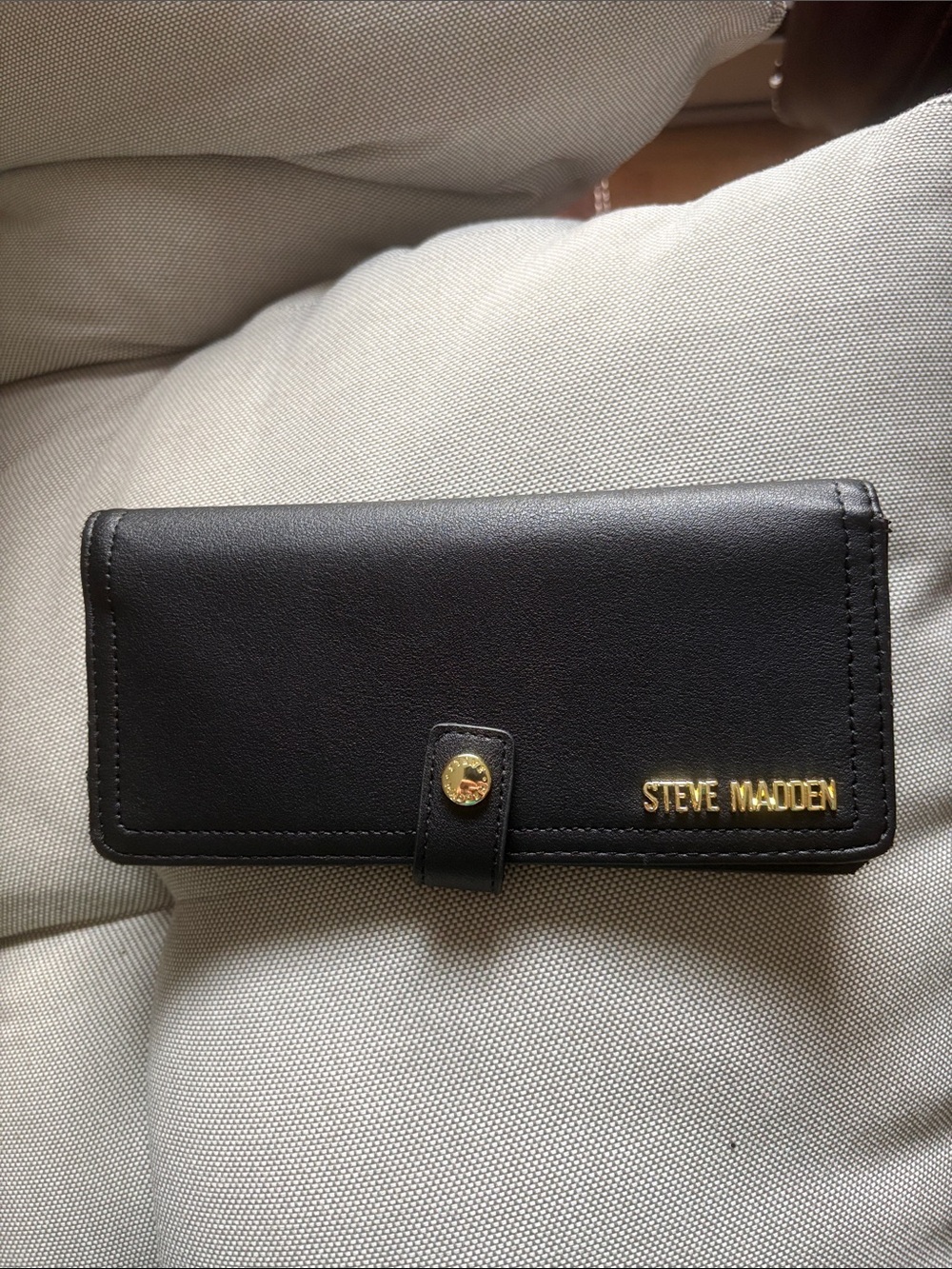 Steve Madden Black Wallet with Gold Lettering